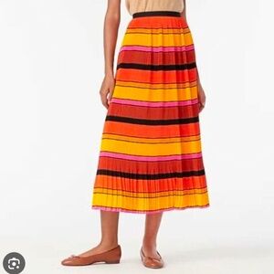 J. CREW EUC Straight-Pleat Multistripe Skirt in Fuchsia Saffron Size 10